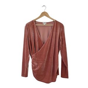 SUNDANCE Morgan ruched  velour wrap top dusky pink women’s size large